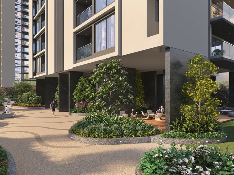Grand arrival and ground-level landscaping at ANP Privado Baner